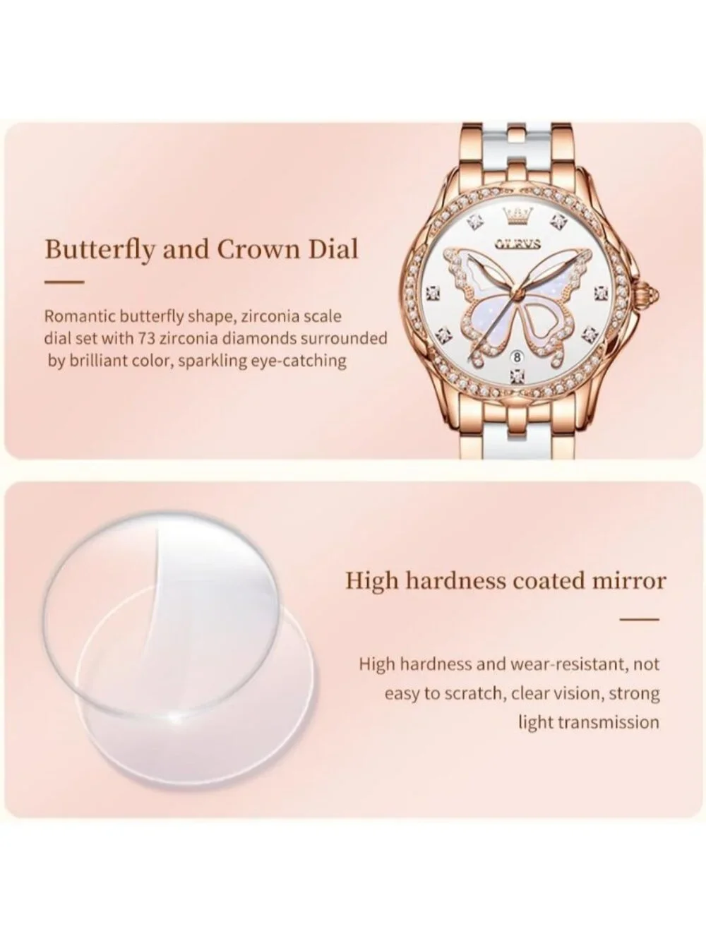 Women's Two Tone Strap with White Dial Stainless Steel Waterproof Date Watches